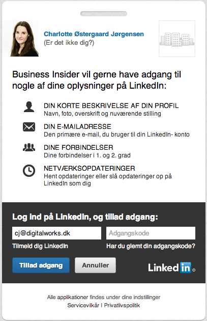 Business Insider LinkedIn integration